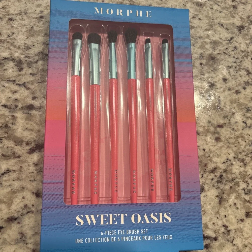 Morphe Eye Brush Set Standard Sweet Oasis 6Pc Limited Edition Pink Turquoise